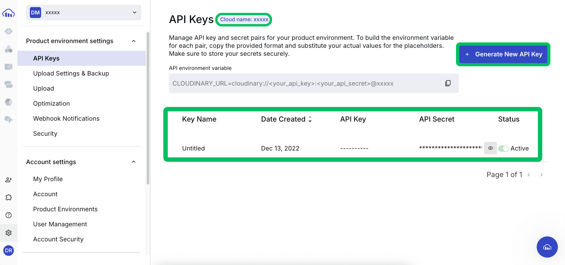 Cloudinary API Key