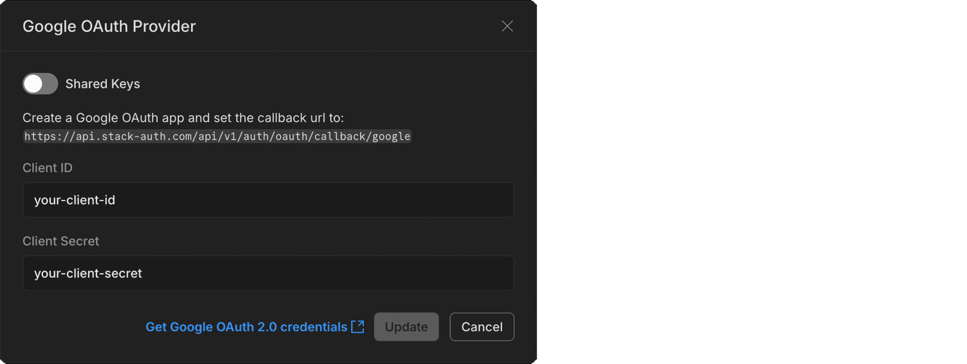 Add OAuth Provider UI